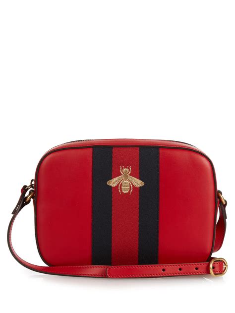 gucci line bee embroidered leather cross body bag|gucci mini crossbody bag.